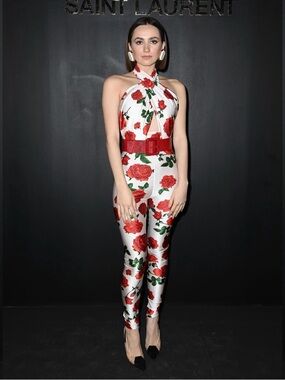 Saint Laurent - Cutout floral jersey jumpsuit